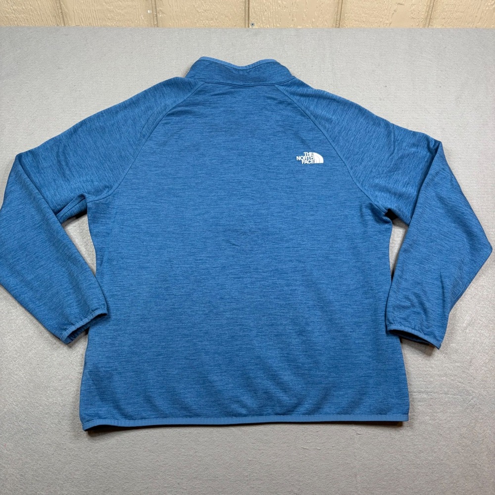 The North Face Mens XL Blue Heathered Quarter Zip Fleece Pullover Chest Pocket - Picture 2 of 9